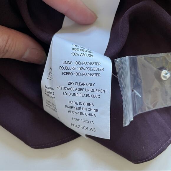 Nicholas Gemma Chiffon Mini Dress Pleated Keyhole Cutout Jasmine Floral 14 NWT - Picture 8 of 12